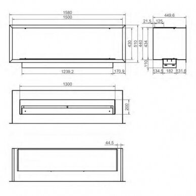 KAMI PELE 1500x430x450 bioethanol built-in fireplace 1