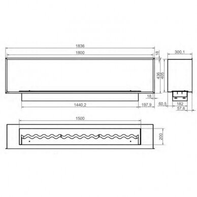 KAMI PELE 1800x400x300 bioethanol built-in fireplace 1