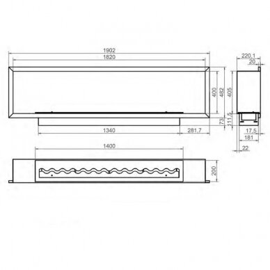 KAMI PELE 1820x400x220 биокамин встраиваемый 1