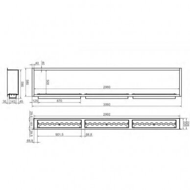 KAMI PELE 2980x500x226 bioethanol built-in fireplace 1