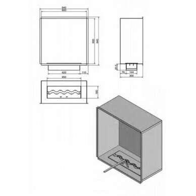 KAMI PELE 640x640 bioethanol built-in fireplace