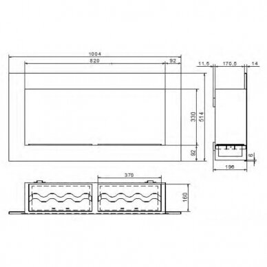 KAMI PELE 820x330x195 биокамин встраиваемый 1