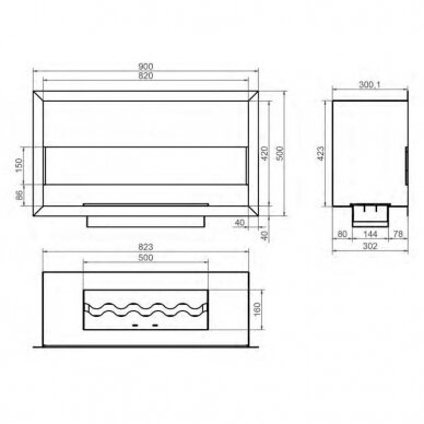 KAMI PELE 820x420x300 bioethanol built-in fireplace 1