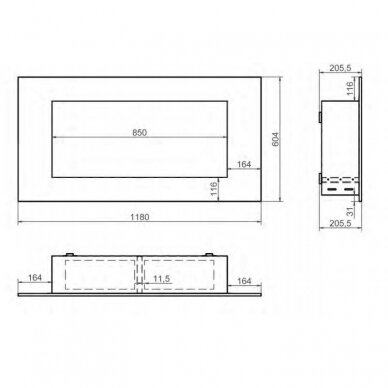 KAMI PELE 850x370x205 bioethanol built-in fireplace 1