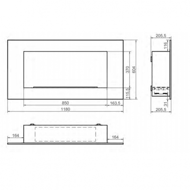 KAMI PELE 850x370x205 bioethanol built-in fireplace 1