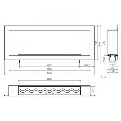 KAMI PELE 900x280x120 биокамин встраиваемый 1