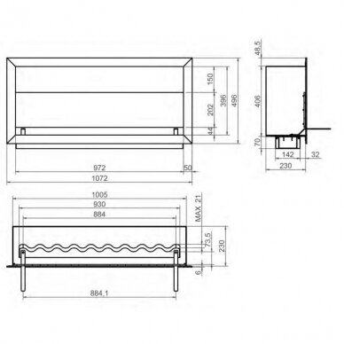 KAMI PELE 972x396x230 bioethanol built-in fireplace 1