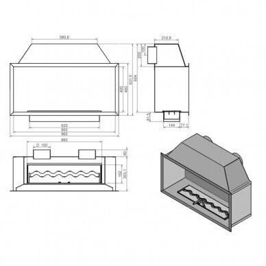 KAMI PELE SPIRO 960x604x303 bioethanol built-in fireplace 1