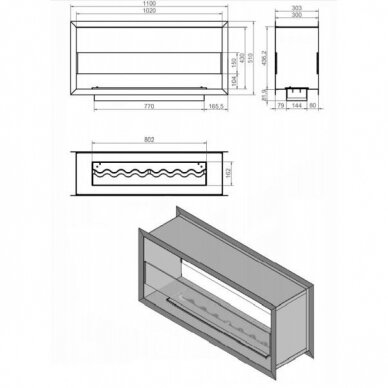 KAMI VILLARICA 1100x510x300 биокамин встраиваемый 1