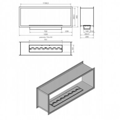 KAMI VILLARICA 1200x460x300 биокамин встраиваемый 1