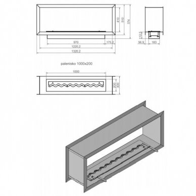 KAMI VILLARICA 1320x574x300 bioethanol built-in fireplace 2