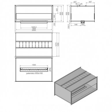 KAMI VILLARICA 2050x900x1280 bioethanol built-in fireplace 2