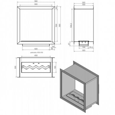 KAMI VILLARICA 580x580x303 biožidinys įmontuojamas dvipusis 1