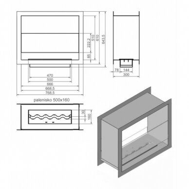 KAMI VILLARICA 580x580x303 bioethanol built-in fireplace 1