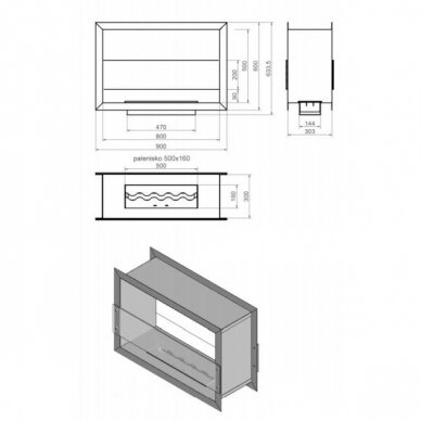 KAMI VILLARICA 900x633x303 bioethanol built-in fireplace 1