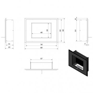 KRATKI ALPHA BLACK bioethanol fireplace wall-mounted-insert 4