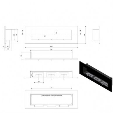 KRATKI DELTA 3 BLACK biokamin seinale-sisseehitatav 5