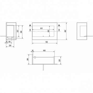 KRATKI DELTA 700 L bioethanol built-in fireplace 4