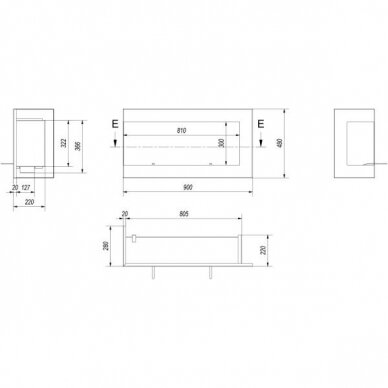 KRATKI DELTA 900 L biokamin sisseehitatav 6