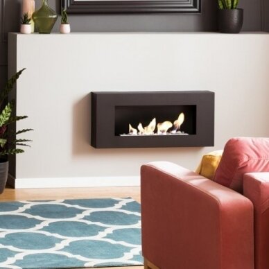 KRATKI DELTA FLAT BLACK bioethanol fireplace wall-mounted 1