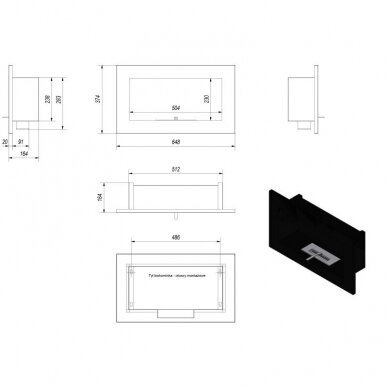 KRATKI GOLF BLACK HORIZONTAL biokamin seinale-sisseehitatav 6