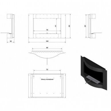 KRATKI LIMA STAINLESS bioethanol fireplace wall-mounted 3