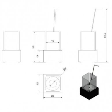 KRATKI TANGO 1 BLACK free standing biofireplace 3