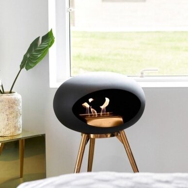 LE FEU GROUND WOOD 45 BLACK ROSE GOLD free standing biofireplace 1