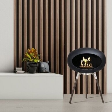 LE FEU GROUND WOOD 45 BLACK SMOKED OAK free standing biofireplace