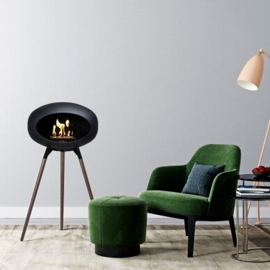 LE FEU GROUND WOOD 79 BLACK SMOKED OAK free standing biofireplace