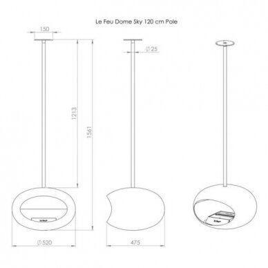 LE FEU SILVER SKY 120 biokamīns 1