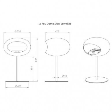 LE FEU WHITE GROUND SILVER LOW STEEL free standing biofireplace 1