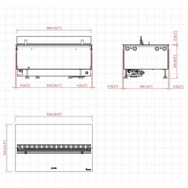 PLANIKA COOL FLAME 500 PRO INSERT įmontuojamas elektrinis vandens garų židinys 1