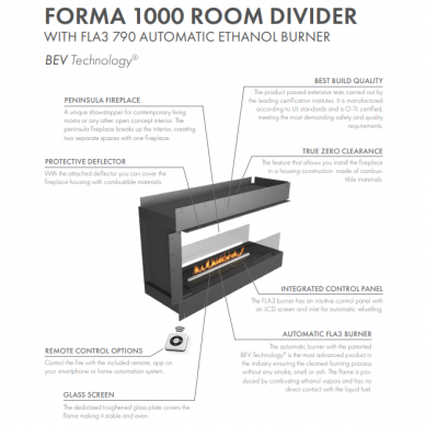 PLANIKA FORMA 1000RD FLA3 790 iebūvēts biokamīns 1