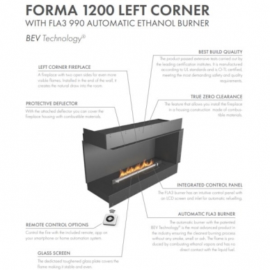 PLANIKA FORMA 1200LC FLA3 990 automatic bioethanol built-in fireplace left corner 3