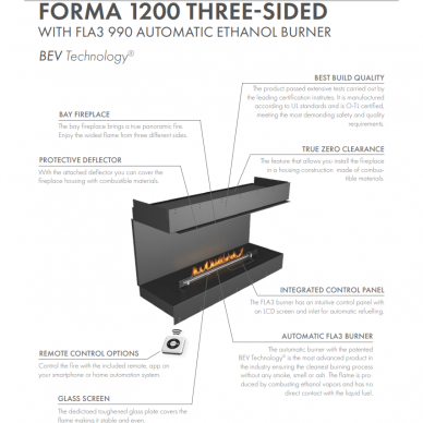 PLANIKA FORMA 1200TS FLA3 990 automatic bioethanol built-in fireplace 4