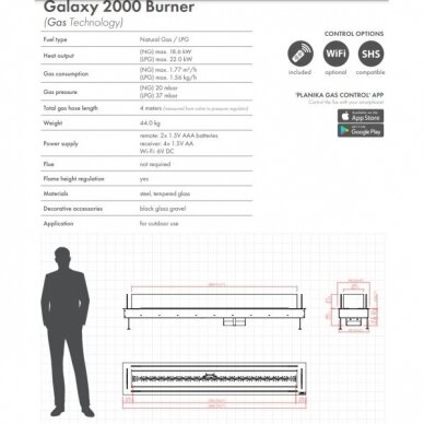 PLANIKA GALAXY 2000 BURNER AUTOMATIC dujinis lauko židinys 1