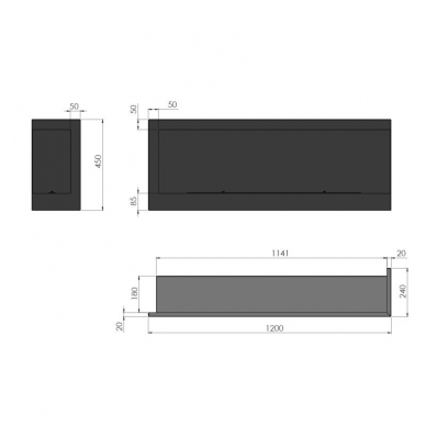 SIMPLEFIRE CORNER 1200 R biokamin sisseehitatav 3