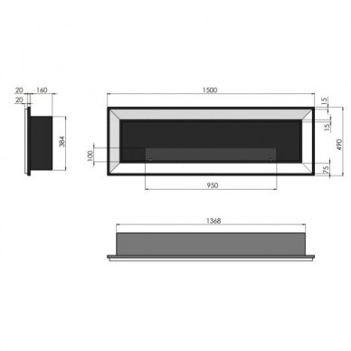 SIMPLEFIRE FRAME 1500 INOX sienas-iebūvēts biokamīns 1