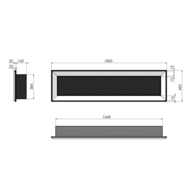 SIMPLEFIRE FRAME 1800 BLACK biokamin seinale-sisseehitatav 2