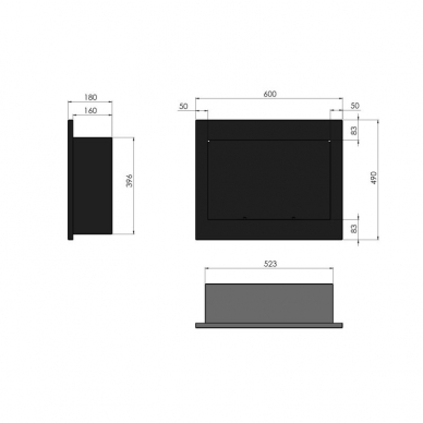 SIMPLEFIRE FRAME 600 BLACK sienas-iebūvēts biokamīns 2