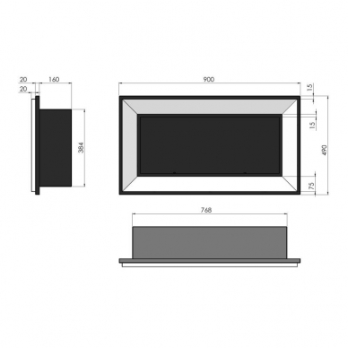 SIMPLEFIRE FRAME 900 BLACK biožidinys įmontuojamas - pakabinamas 2