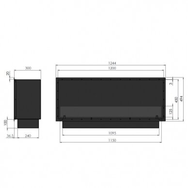 SLIMfire INSIDE 1200 BLACK biožidinys įmontuojamas 7