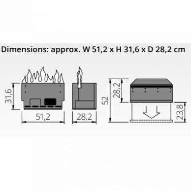 THE FLAME ENDLESS EFFECT BURNER 50 iebūvējamais elektriskais kamīns 1