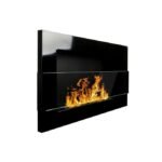 BIOHEAT 650x400 TUV LESS GLASS biožidinys įmontuojamas - pakabinamas su stiklu juodas blizgus