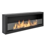 BIOHEAT 1200x400 BOX GLASS BLACK pie sienas stiprināms biokamīns