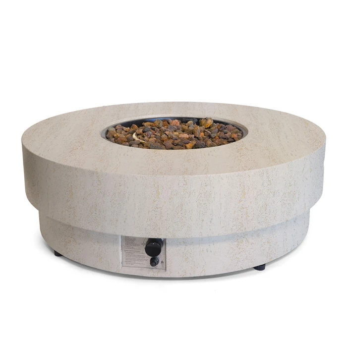 HAPPY COCOONING ESTATE TABLE ROUND 105 TRAVERTINE dujinis lauko židinys HAPPY COCOONING ESTATE TABLE ROUND 105 TRAVERTINE dujinis lauko židinys