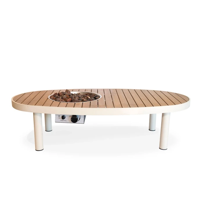 HAPPY COCOONING RIVIERA TABLE 140 OYSTER BEIGE dujinis lauko židinys HAPPY COCOONING RIVIERA TABLE 140 OYSTER BEIGE outdoor gas fireplace - Image 1