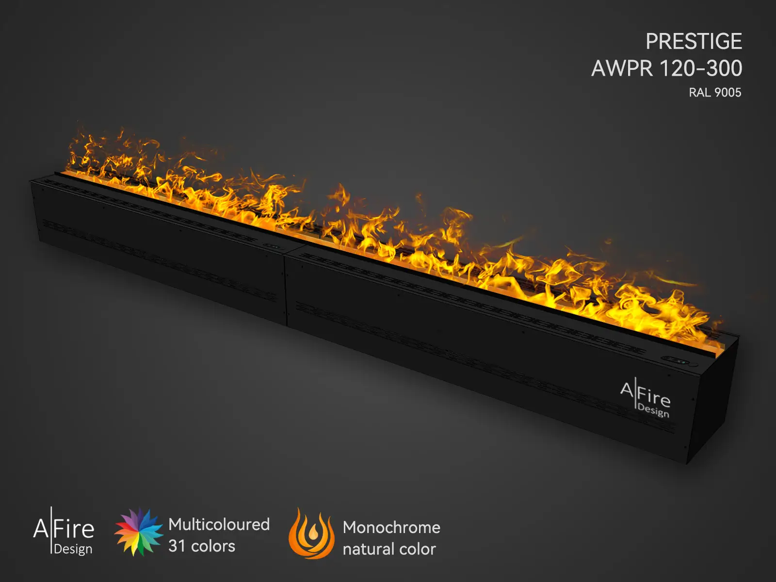 AFIRE PREMIUM AWPR-120-300 įmontuojamas elektrinis vandens garų židinys AFIRE PREMIUM AWPR-120-300 įmontuojamas vandens garų židinius