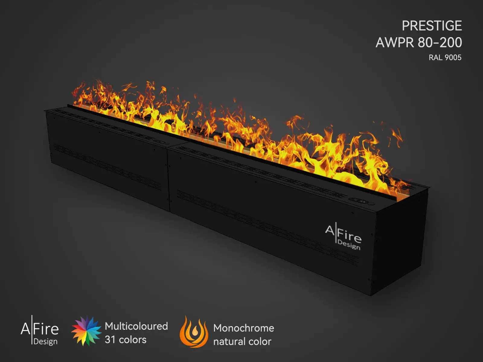 AFIRE PREMIUM AWPR-80-200 įmontuojamas elektrinis vandens garų židinys AFIRE PREMIUM AWPR-80-200 įmontuojamas vandens garų židinius
